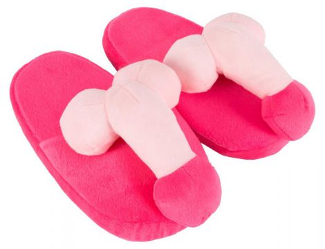 Różowe pluszowe kapcie z penisem - 3