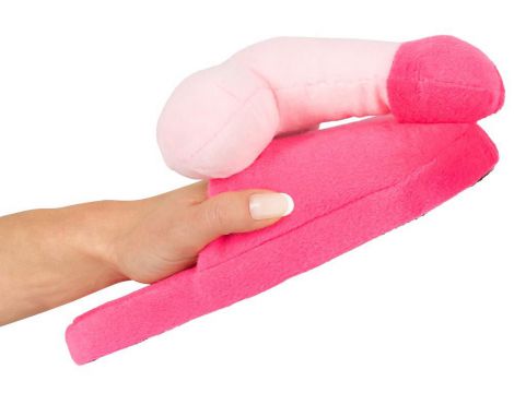 Różowe pluszowe kapcie z penisem - 7