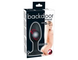 Korek analny z obracającą się kulą silikonowy Backdoor Friend czarny 8 cm