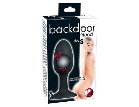 Korek analny z obracającą się kulą silikonowy Backdoor Friend czarny 8 cm