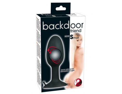 Korek analny z obracającą się kulą silikonowy Backdoor Friend czarny 8 cm - 4