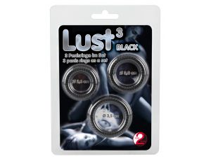Pierścienie erekcyjne rowkowane Lust 3 You2Toys silikonowe czarne