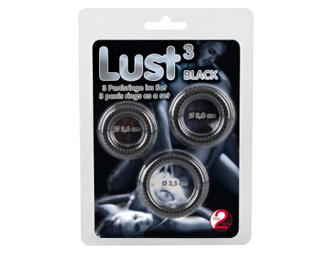 Pierścienie erekcyjne rowkowane Lust 3 You2Toys silikonowe czarne