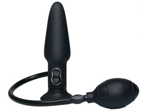 Wibrujący pompowany korek analny silikonowy You2Toys czarny 17 cm - 3