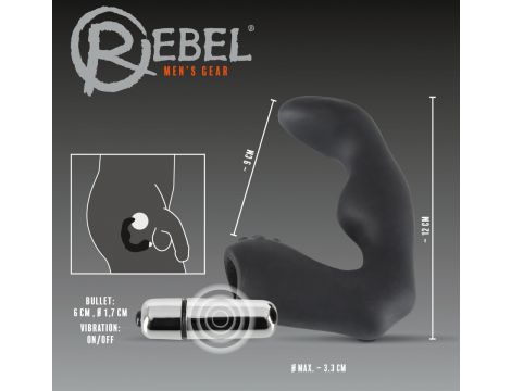 Masażer prostaty Rebel silikonowy 12 cm czarny srebrny - 11