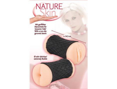 Masturbator Nature Skin z pochwą i odbytem skóra 14 cm - 13