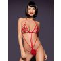 Body Luiza Obsessive czerwone S/M z sznurków - 3