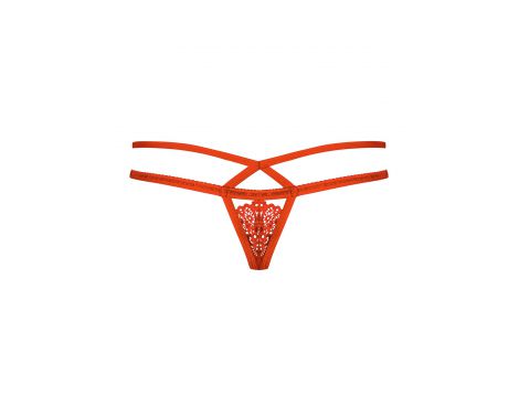 Koronkowe stringi otwarte z kokardką Obsessive S/M - 4