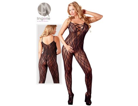 Bodystocking koronkowy ze stopą NO:XQSE czarny XXL XXXL - 13