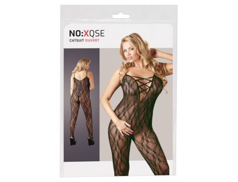 Bodystocking koronkowy ze stopą NO:XQSE czarny XXL XXXL - 2