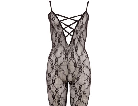 Bodystocking koronkowy ze stopą NO:XQSE czarny XXL XXXL - 6