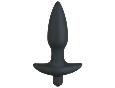 Wibrujący korek analny Black Velvets silikonowy czarny 15 cm - 3