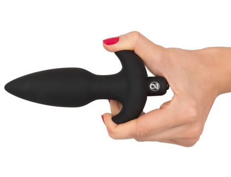 Wibrujący korek analny Black Velvets silikonowy czarny 15 cm - 7