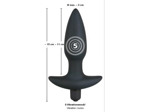 Wibrujący korek analny Black Velvets silikonowy czarny 15 cm - 9
