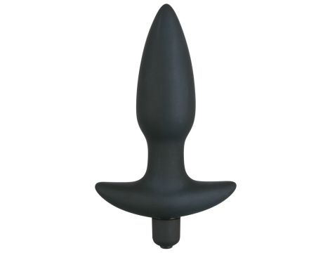 Wibrujący korek analny Black Velvets silikonowy czarny 15 cm - 4