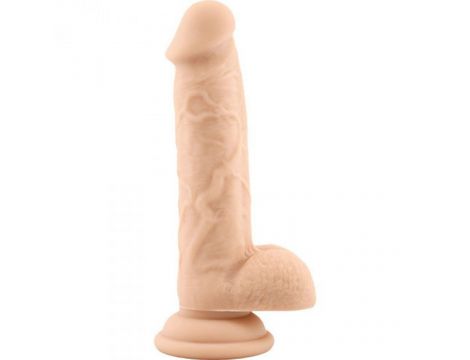 Dildo realistyczne silikonowe z jądrami Real Safe duże cieliste - 2