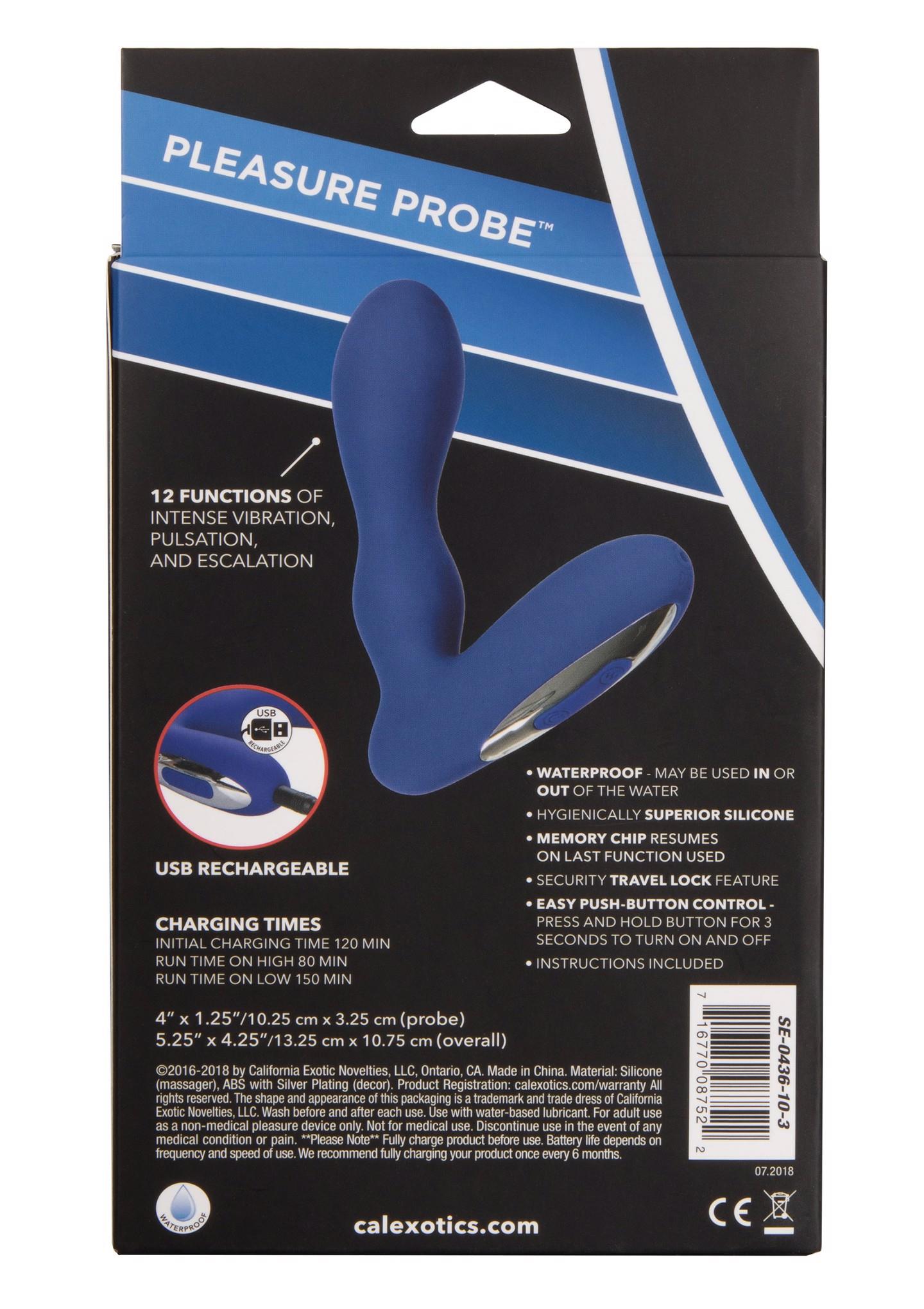 plug/vibr-wireless pleasure probe blue