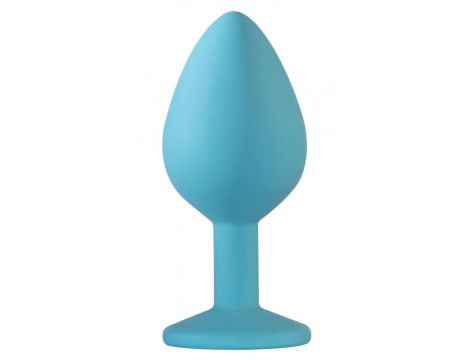 Korek analny silikonowy Emotions Cutie Medium turkusowy z kryształem - 2