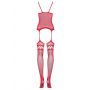 Bodystocking Obsessive F214 kwiatowy czerwony S/M/L - 4