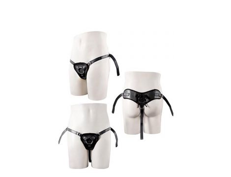 Uprząż strap on czarna PU z dwoma pierścieniami NMC - 3