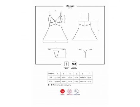 Babydoll koronkowy z stringami Obsessive biały L/XL - 5