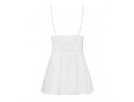 Babydoll koronkowy z stringami Obsessive biały L/XL - 7