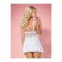 Babydoll koronkowy z stringami Obsessive biały L/XL - 5
