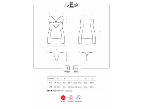 Erotyczna koszulka koronkowa Alluria z stringami Obsessive S/M - 4