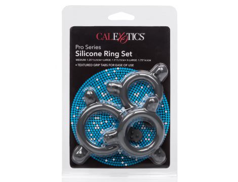Zestaw pierścieni erekcyjnych silikonowych Calexotics Pro Series czarny - 4