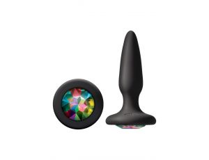 Korek analny silikonowy Glams Mini z tęczowym klejnotem NS Novelties 8.5 cm