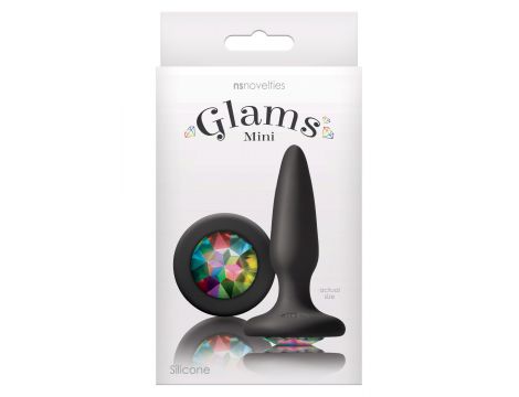 Korek analny silikonowy Glams Mini z tęczowym klejnotem NS Novelties 8.5 cm - 3