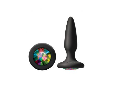 Korek analny silikonowy Glams Mini z tęczowym klejnotem NS Novelties 8.5 cm - 2