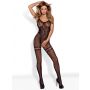 Bodystocking Obsessive F213 kwiatowy z rozcięciem XL XXL - 2