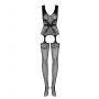 Bodystocking kwiatowy Obsessive F217 z kokardką S/M/L - 3