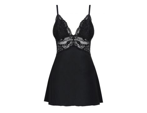 Babydoll koronkowy z stringami Obsessive czarna S/M - 3
