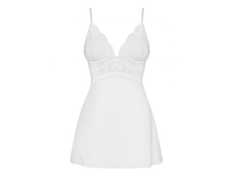 Babydoll koronkowy Obsessive biały z stringami S/M - 8