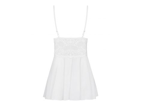 Babydoll koronkowy Obsessive biały z stringami S/M - 10