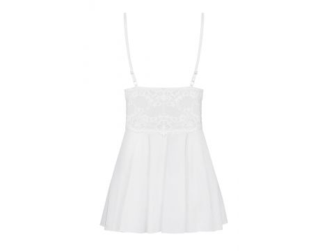 Babydoll koronkowy Obsessive biały z stringami S/M - 13