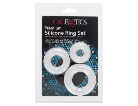 Zestaw premium silikonowych pierścieni erekcyjnych Calexotics transparentny - 3