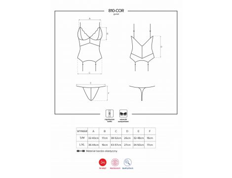 Koronkowy gorset z stringami Obsessive biały S/M - 3