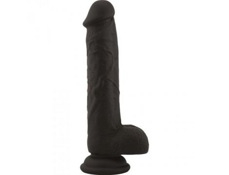 Dildo realistyczne silikonowe z jądrami Real Safe Brush czarny - 2
