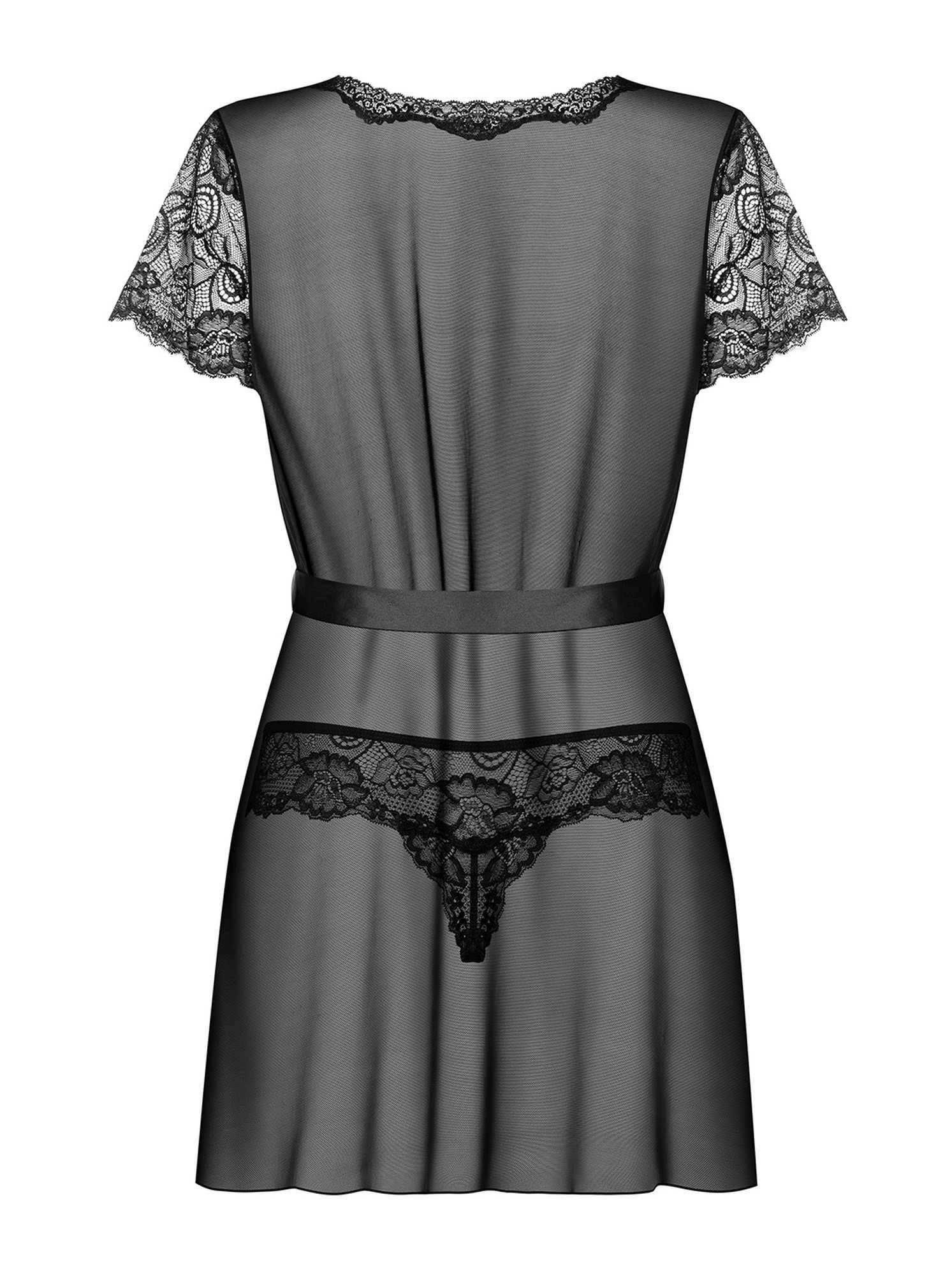 prześwitujący peniuar stringi komplet alluria s/m