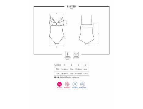 Body koronkowe Obsessive z różyczkami L/XL - 3