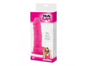 Dildo realistyczne Real Safe silikonowe różowe z jądrami