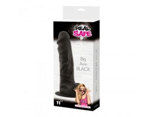 Dildo realistyczne silikonowe z jądrami Real Safe czarne