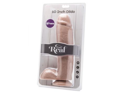 Wibrator dildo z jajami ToyJoy 25.5 cm jasny - 3