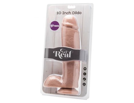 Wibrator dildo z jajami ToyJoy 25.5 cm jasny - 4