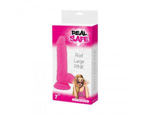 Dildo realistyczne silikonowe Real Safe z jądrami różowe duże