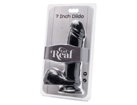 Dildo realistyczne z jądrami ToyJoy czarne 18 cm - 3