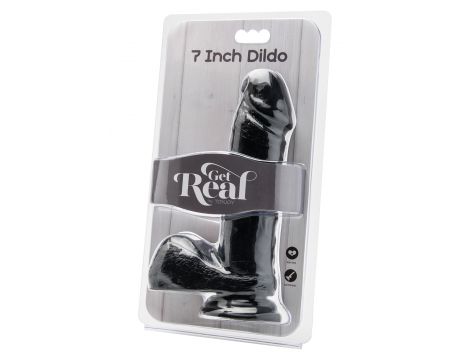 Dildo realistyczne z jądrami ToyJoy czarne 18 cm - 4